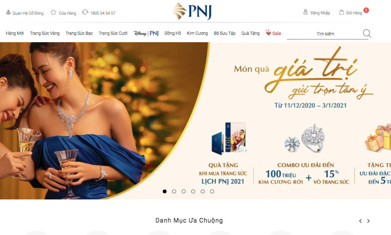 Website công ty vàng bạc đá quý PNJ -pnj.com.vn